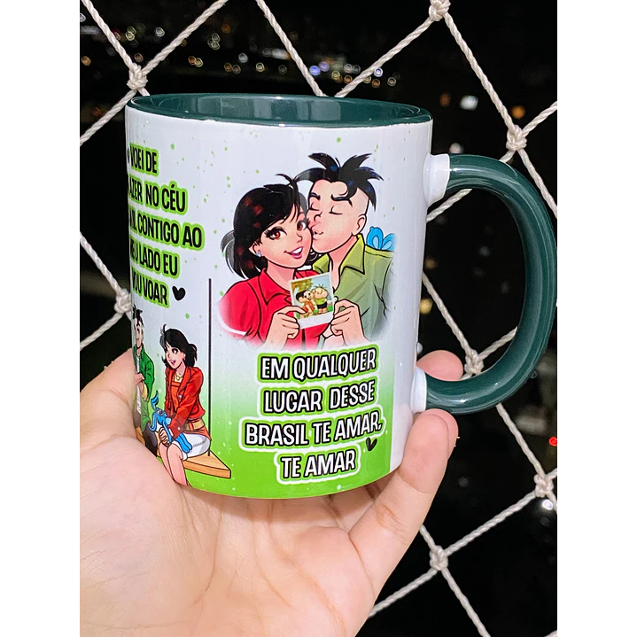 Arte para Caneca A primeira vez que eu te beijei no céu da cidade de neon Arquivo Png 4