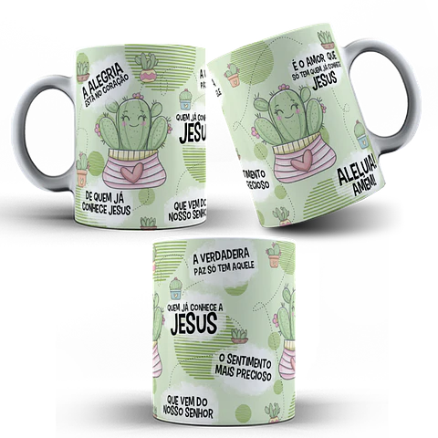 Arte para Caneca A alegria está no coração de quem já conhece Jesus Arquivo Png 