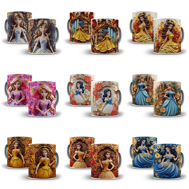 30 Artes para Caneca Princesas da Disney 3d em Jpg 1