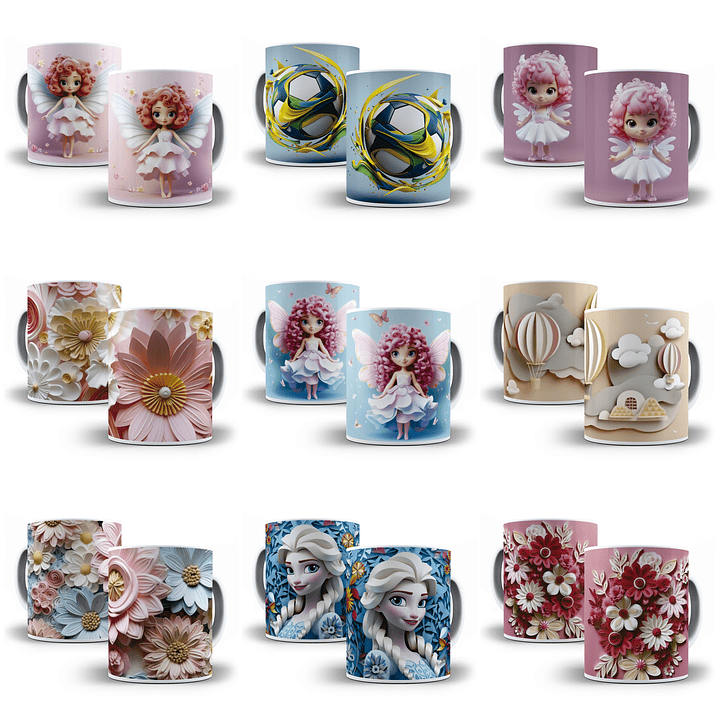 73 Artes para Caneca Diversas 3D Arquivo em Jpg 5