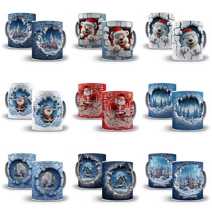 140 Artes para Caneca Natal 3d Arquivo em Jpg  5