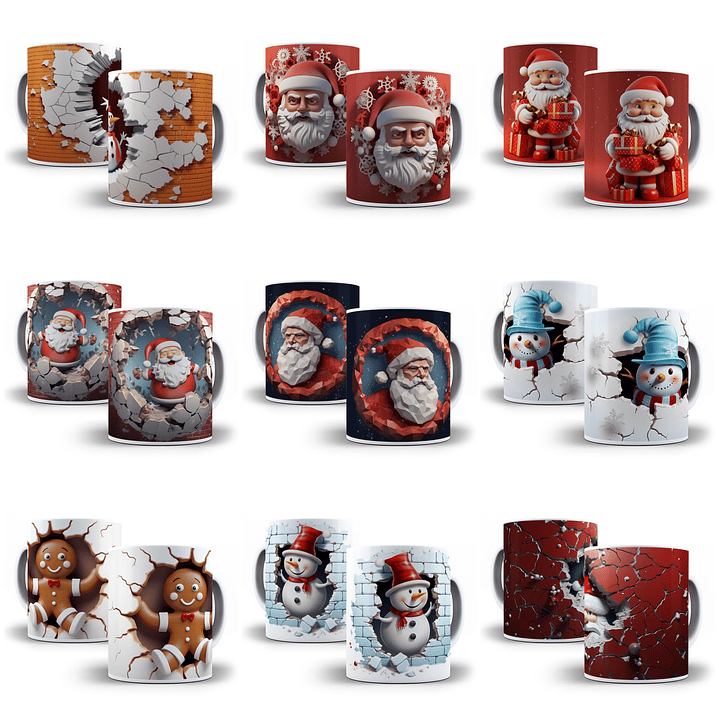 140 Artes para Caneca Natal 3d Arquivo em Jpg  7