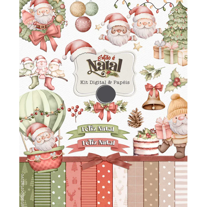 Kit Digital Então é Natal Aquarelados Arquivos em Png   1