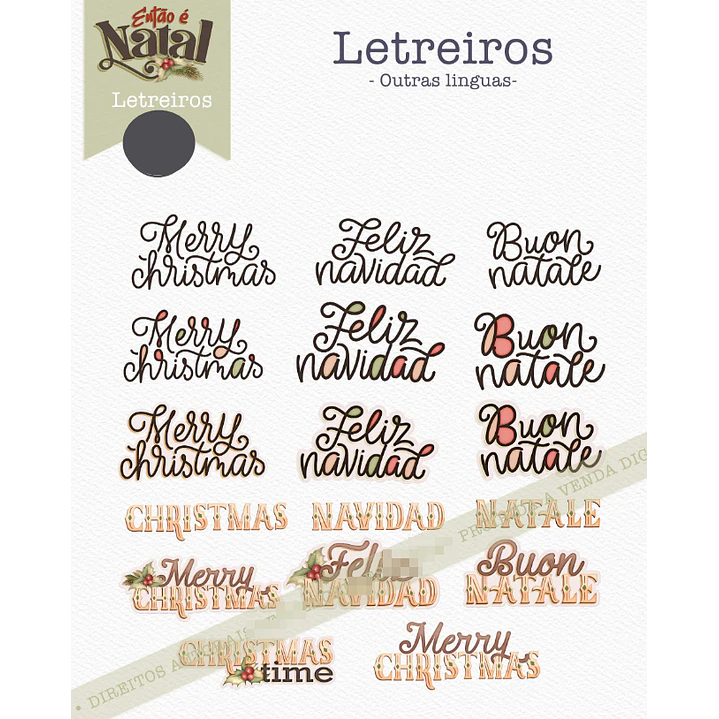 Kit Digital Então é Natal Aquarelados Arquivos em Png   9