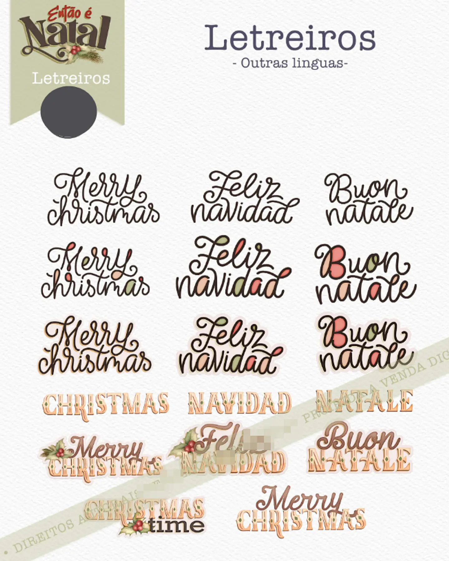 Kit Digital Então é Natal Aquarelados Arquivos em Png   9
