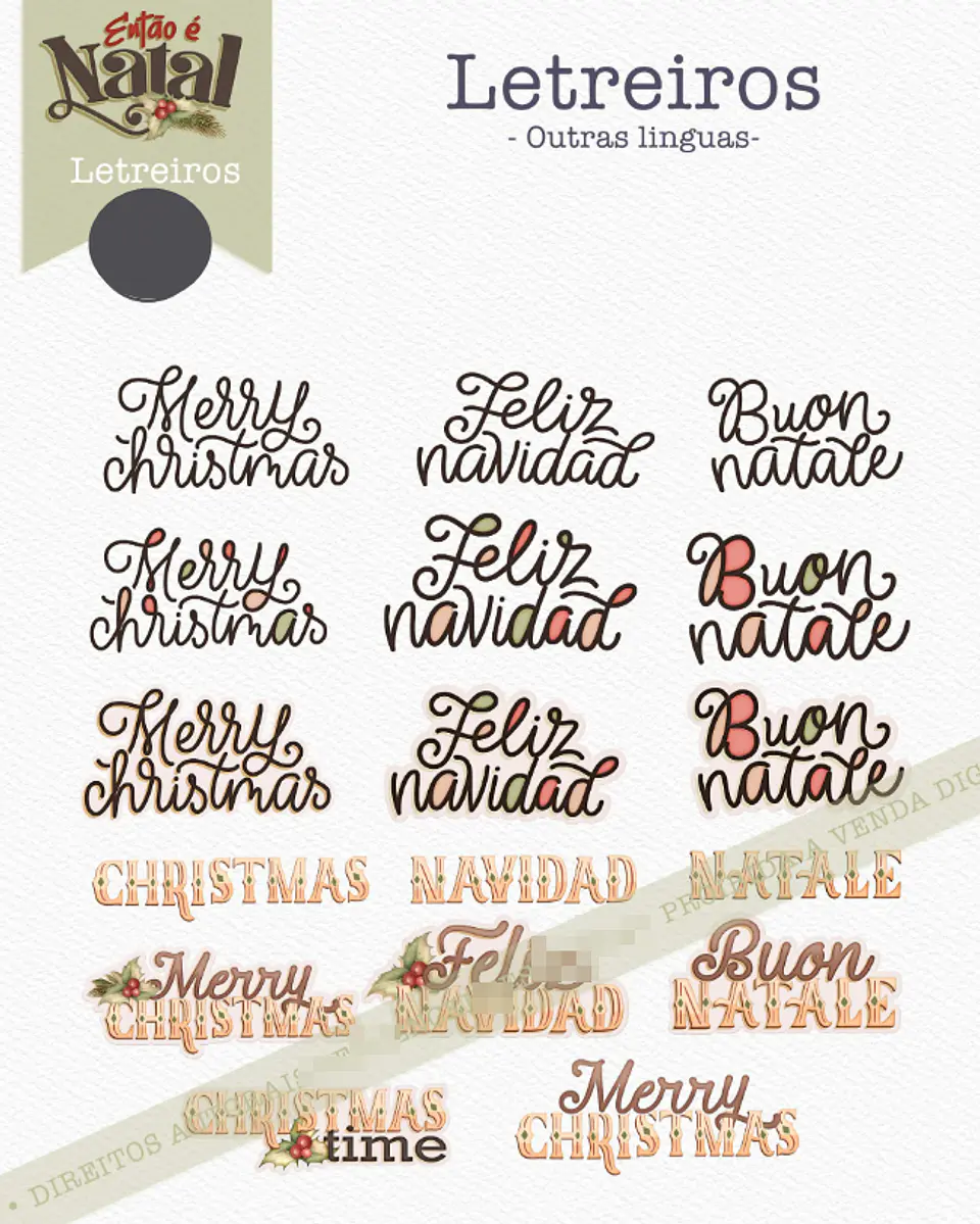 Kit Digital Então é Natal Aquarelados Arquivos em Png   9