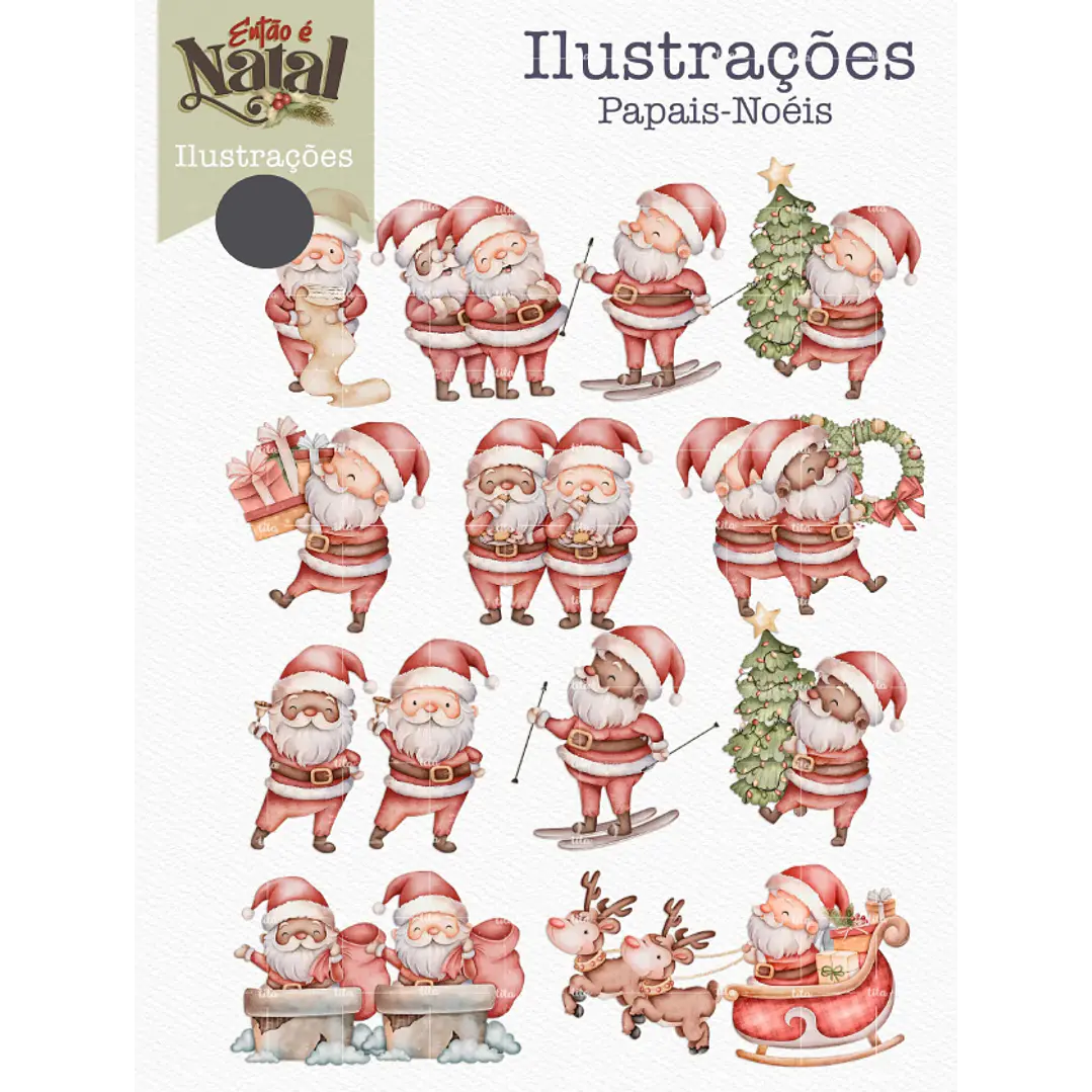 Kit Digital Então é Natal Aquarelados Arquivos em Png   3