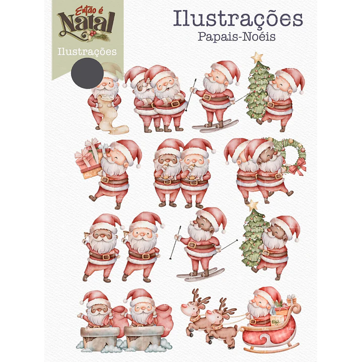 Kit Digital Então é Natal Aquarelados Arquivos em Png   3