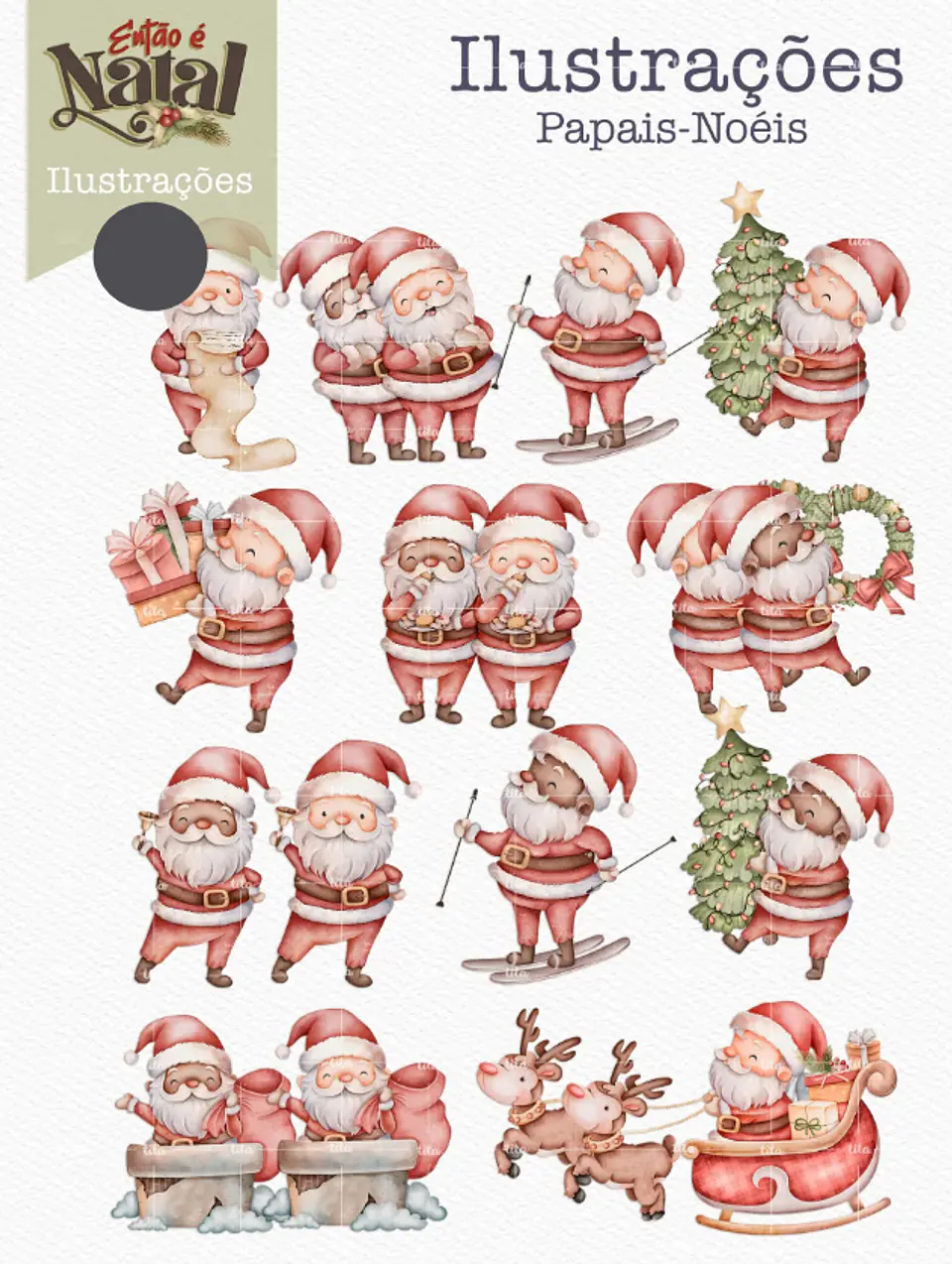 Kit Digital Então é Natal Aquarelados Arquivos em Png   3