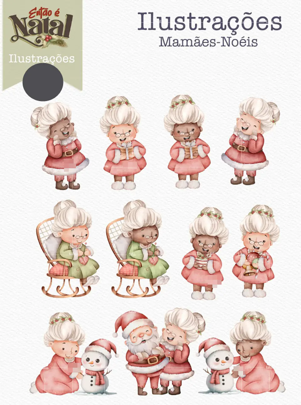 Kit Digital Então é Natal Aquarelados Arquivos em Png   4