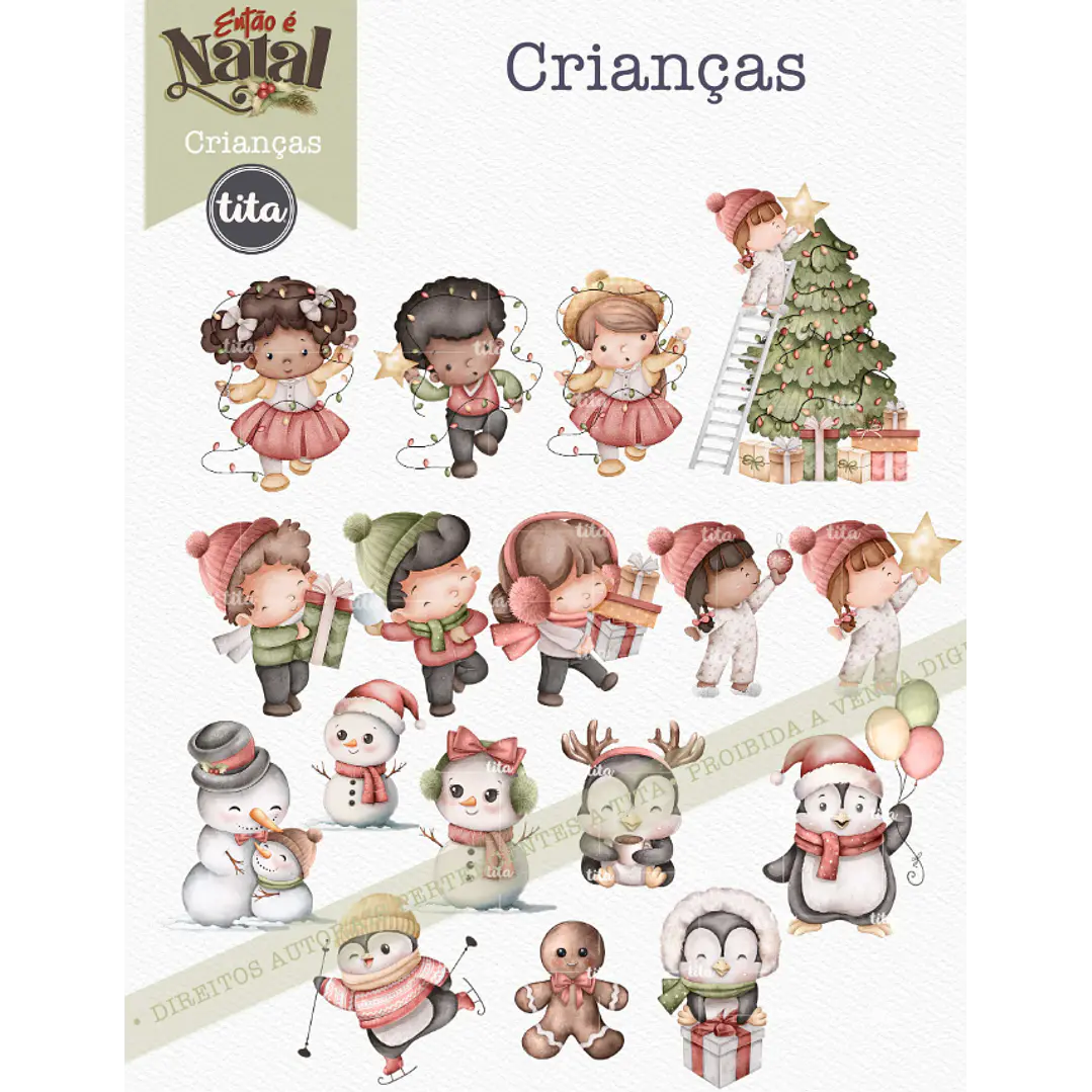 Kit Digital Então é Natal Aquarelados Arquivos em Png   5