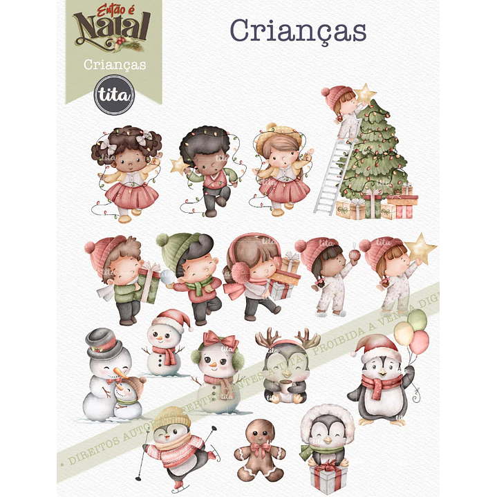 Kit Digital Então é Natal Aquarelados Arquivos em Png   5