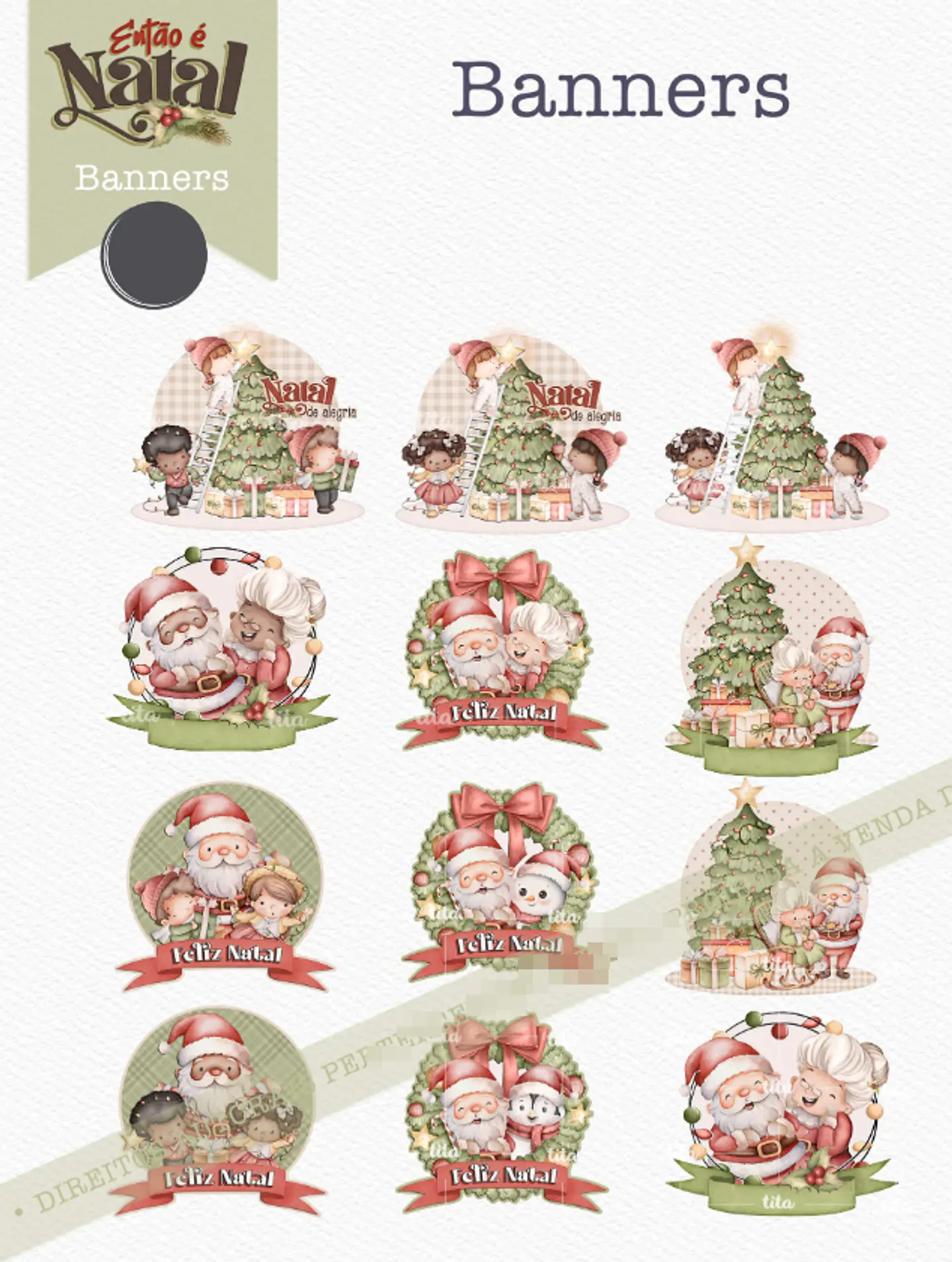 Kit Digital Então é Natal Aquarelados Arquivos em Png   10