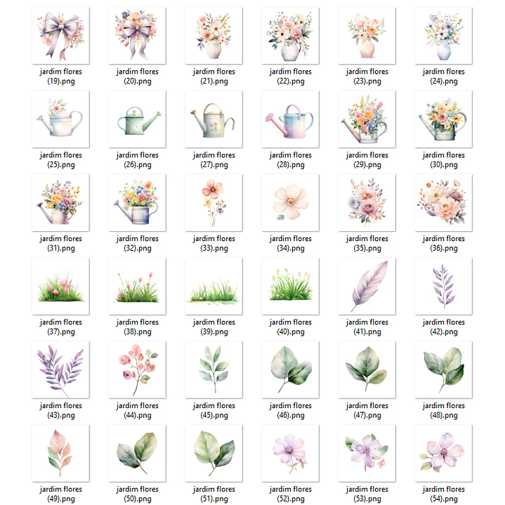 Kit Digital Jardim Encantado Aquarela Arquivos em Png  5