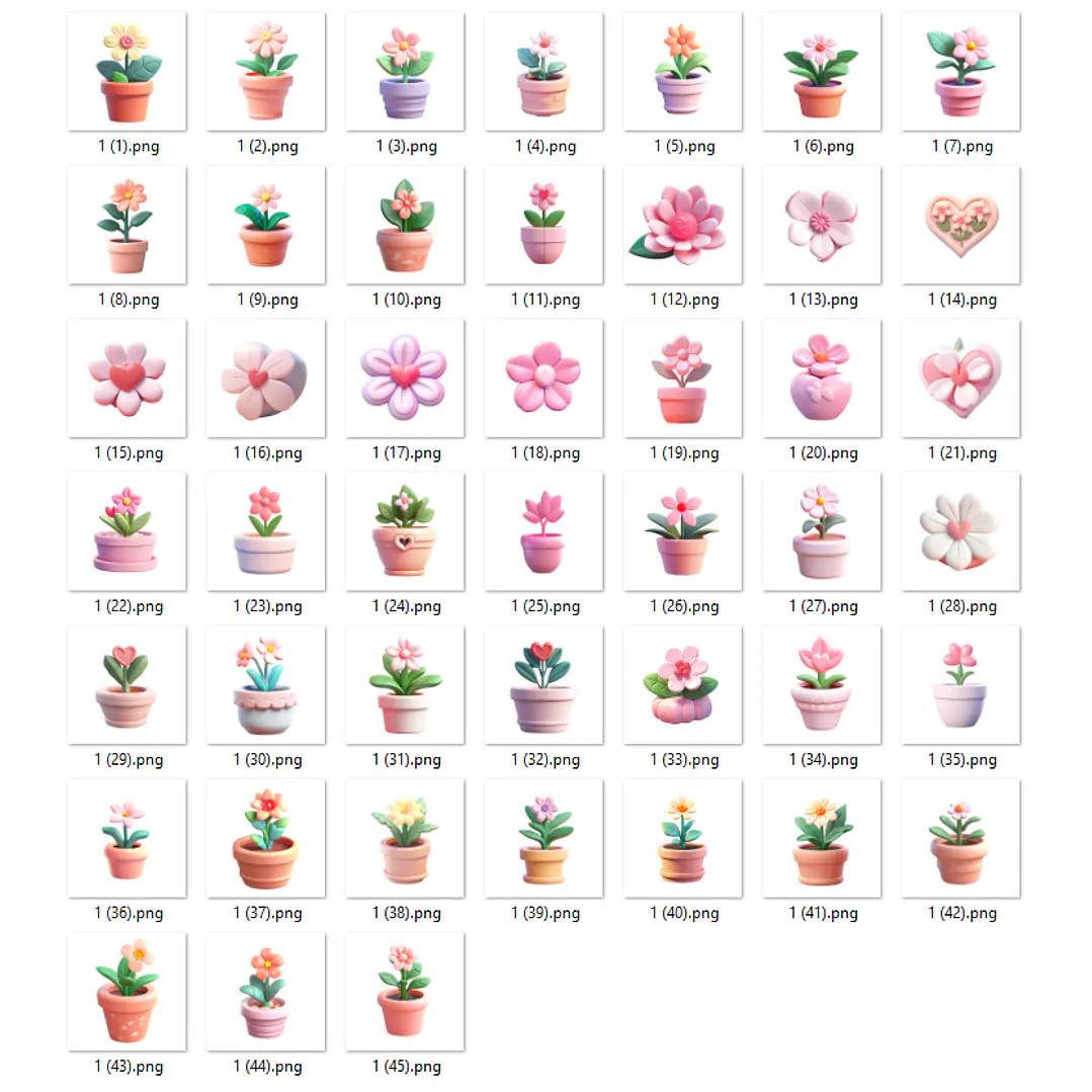 Kit Digital Meninas e Flores 3D Arquivos em Png 4