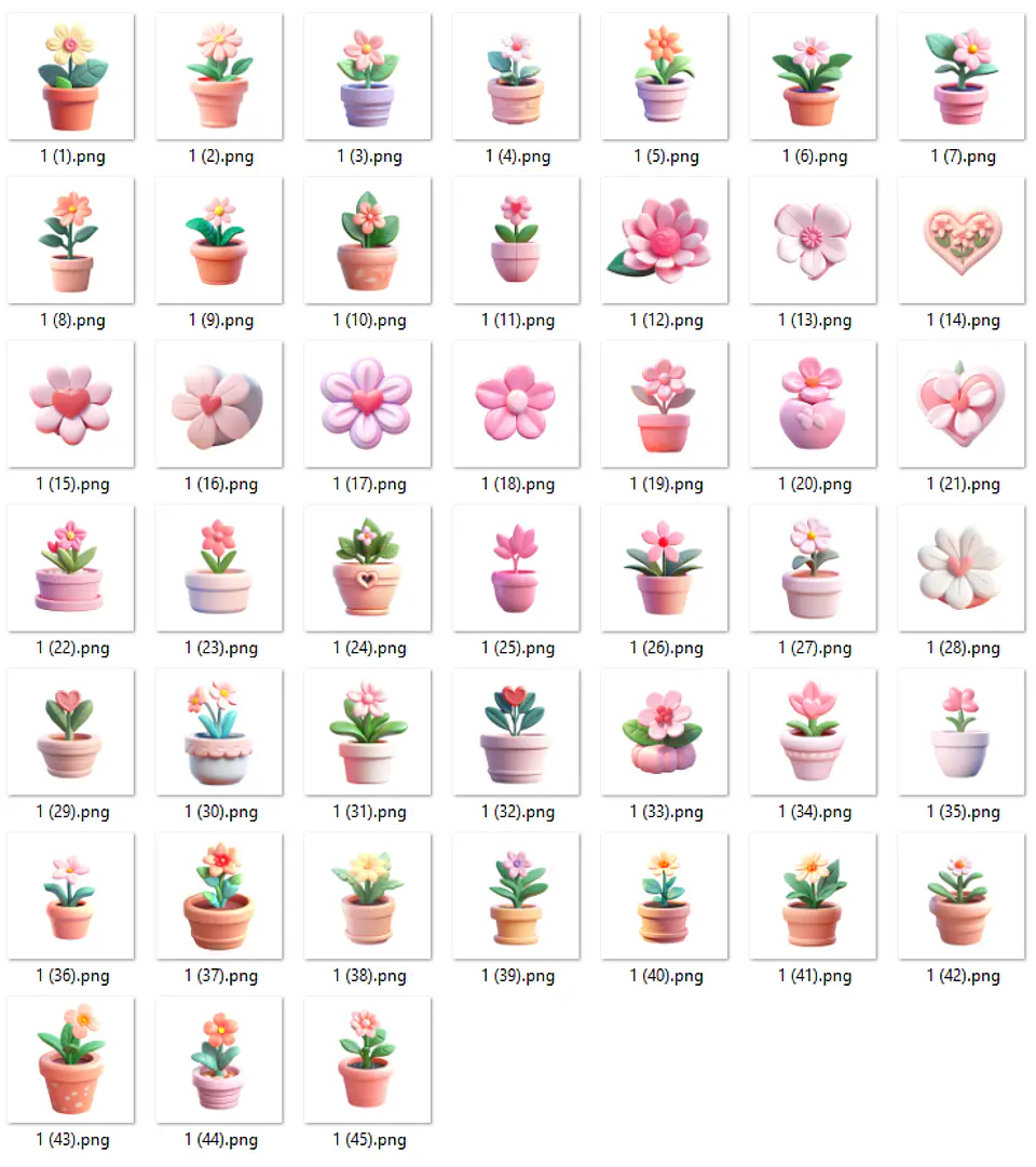 Kit Digital Meninas e Flores 3D Arquivos em Png 4