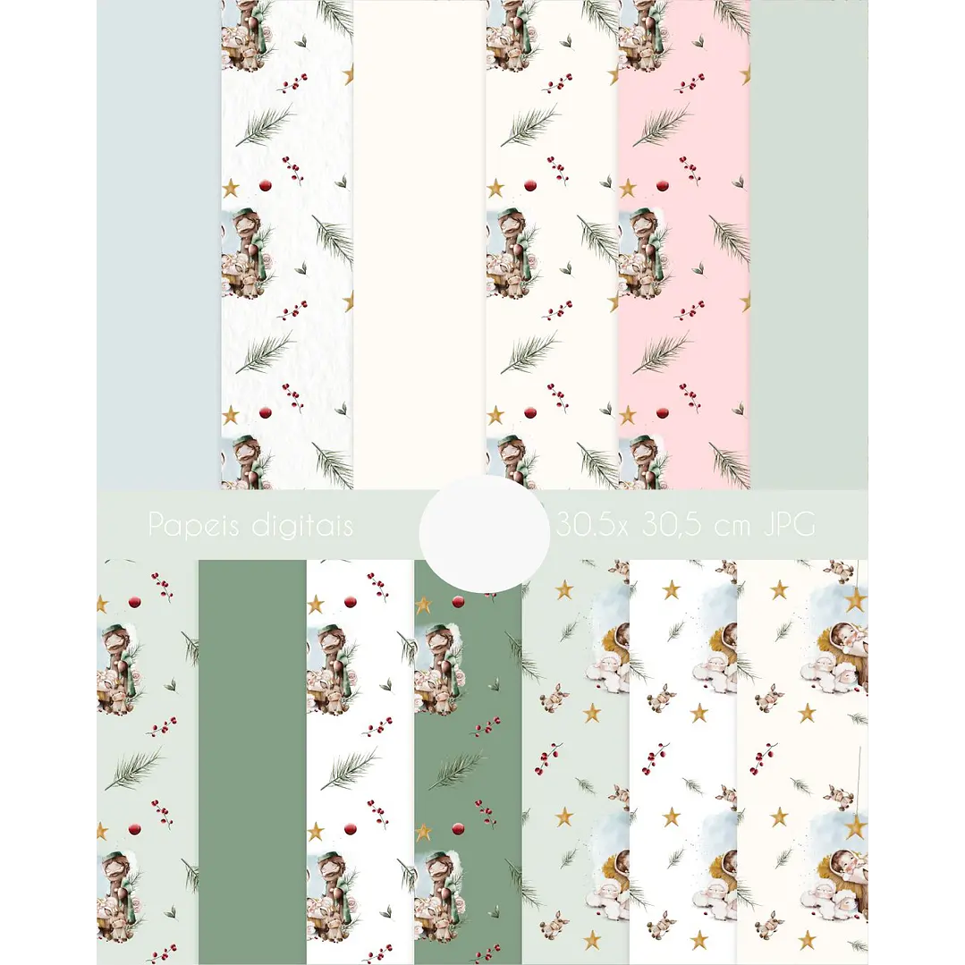 Kit Digital Natal Aquarelado Arquivos em Png  6