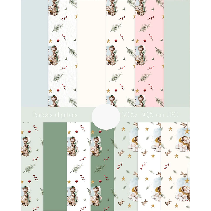 Kit Digital Natal Aquarelado Arquivos em Png  6