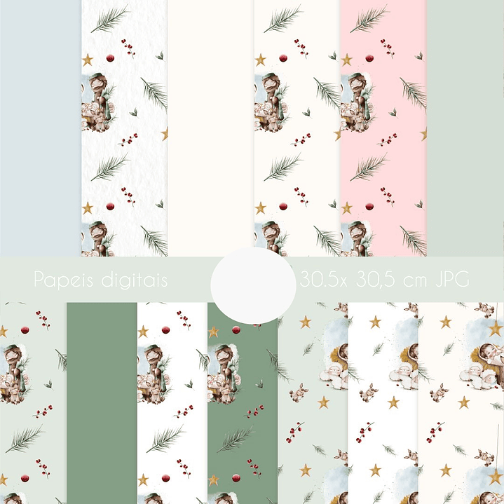 Kit Digital Natal Aquarelado Arquivos em Png  6