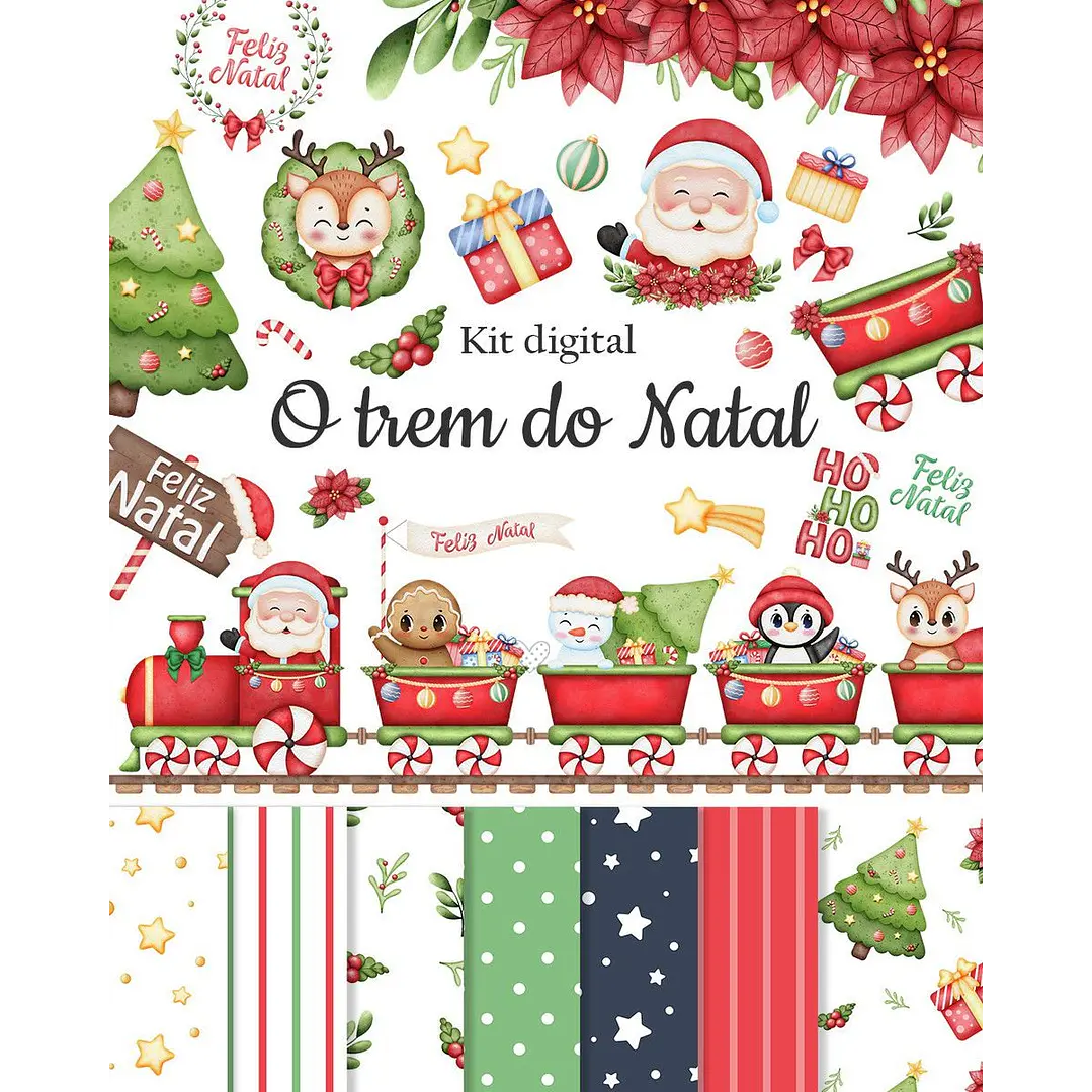 Kit Digital O Trem do Natal Arquivos em Png 1