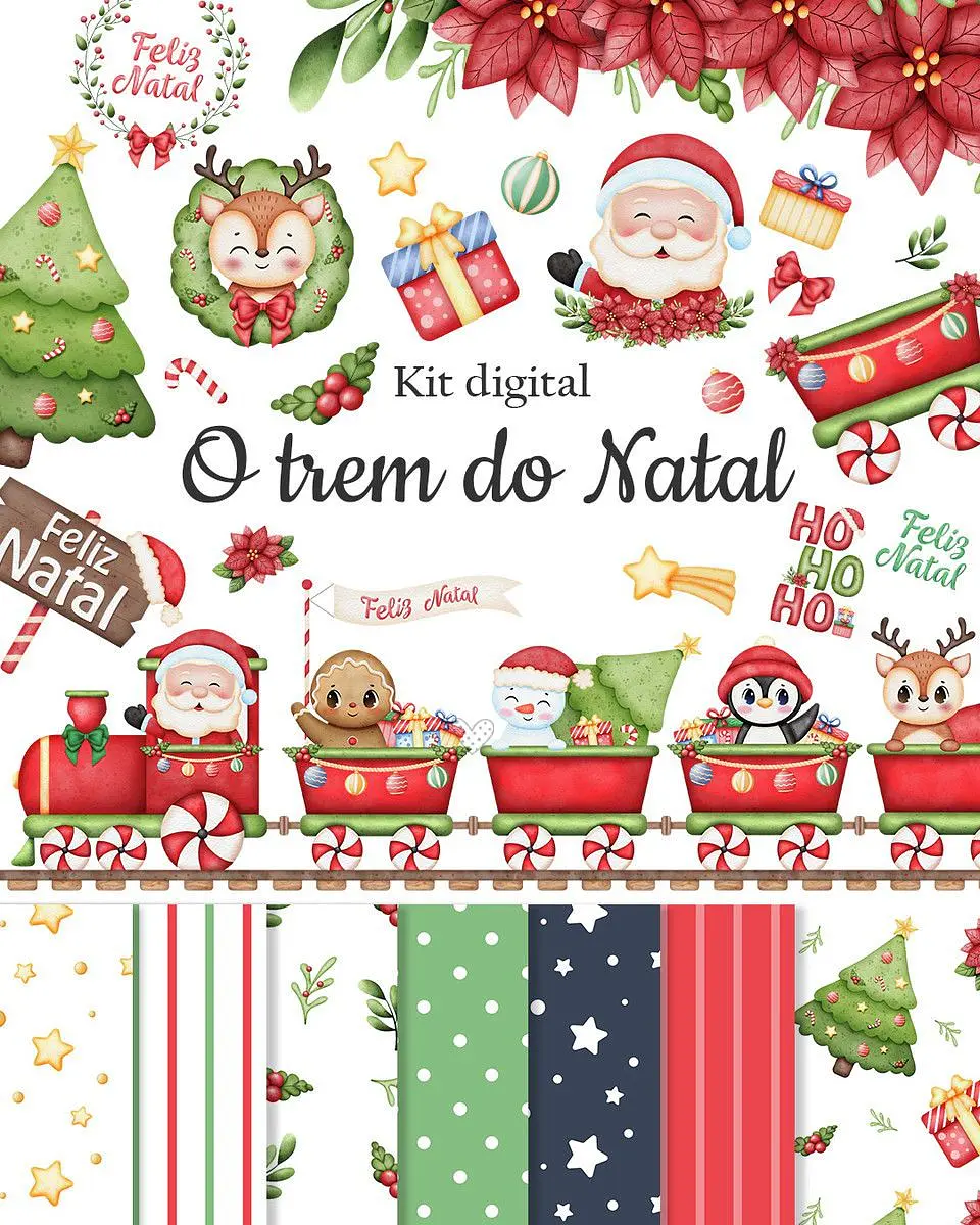Kit Digital O Trem do Natal Arquivos em Png 1