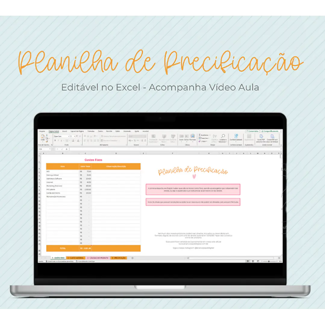 Arquivo Planilha de Precificação em Excel   1