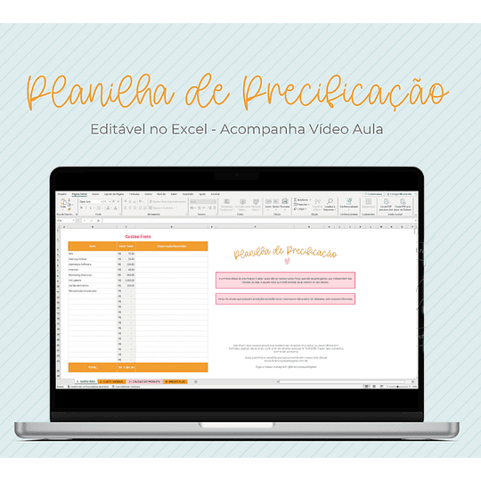 Arquivo Planilha de Precificação em Excel  