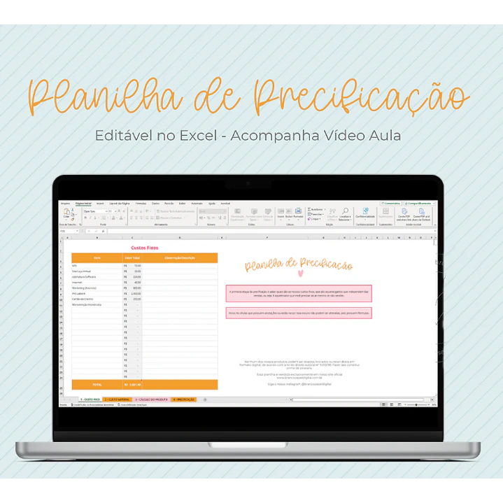 Arquivo Planilha de Precificação em Excel   1