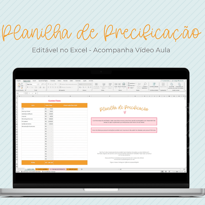 Arquivo Planilha de Precificação em Excel   1