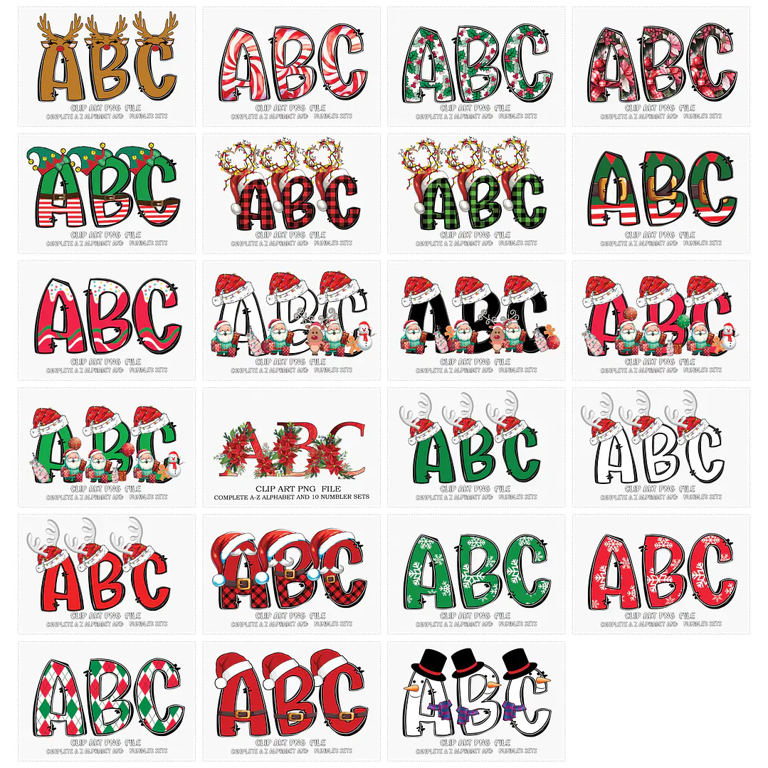 Combo Alfabetos Natalinos em Png 1