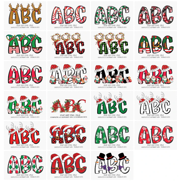 Combo Alfabetos Natalinos em Png 1