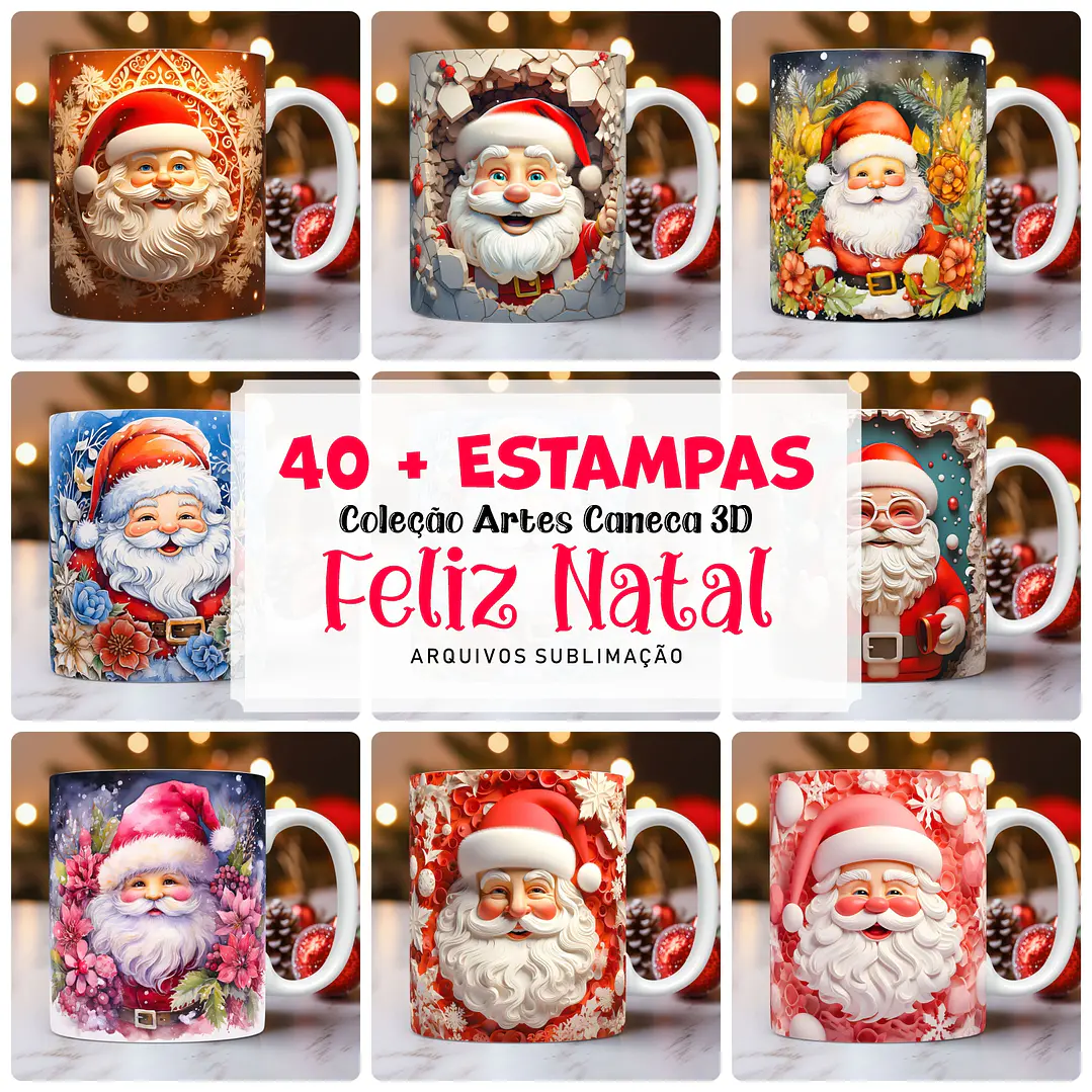 40 Artes para Caneca Natal 3d Arquivos Png 1