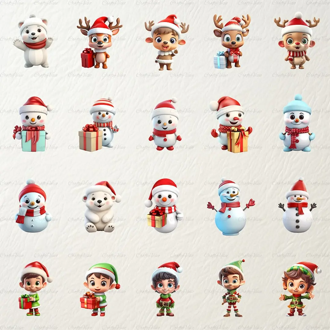 Kit Digital Natal Natalino 3D 37 Arquivos Sem Fundo Png e Sgv 3