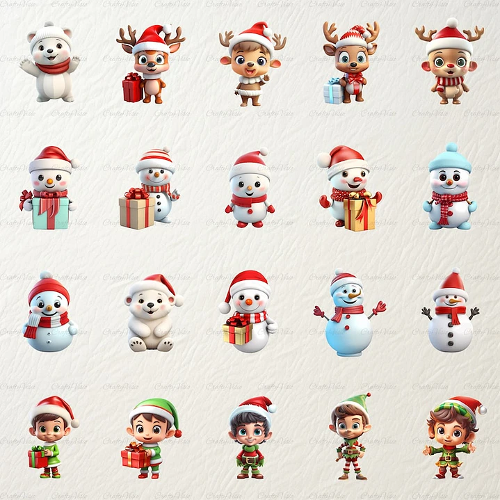 Kit Digital Natal Natalino 3D 37 Arquivos Sem Fundo Png e Sgv 3