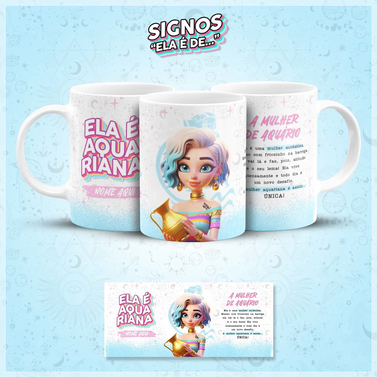 12 Artes para Caneca Signos Pixar Arquivo em Jpg 2