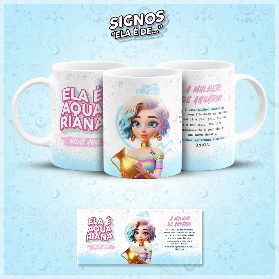 12 Artes para Caneca Signos Pixar Arquivo em Jpg 2