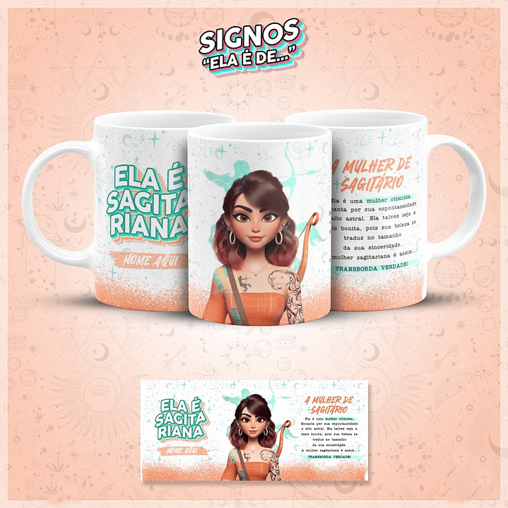 12 Artes para Caneca Signos Pixar Arquivo em Jpg 12