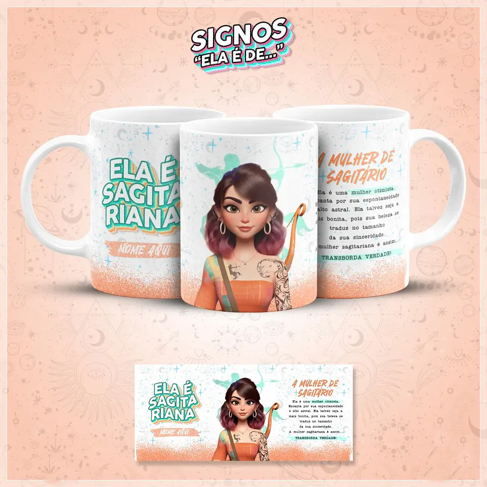 12 Artes para Caneca Signos Pixar Arquivo em Jpg 12