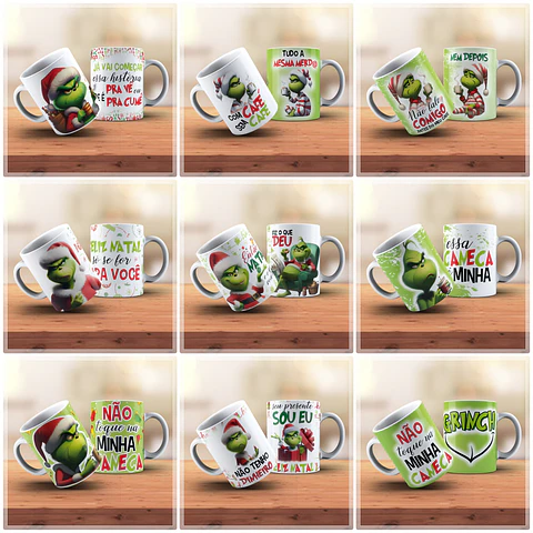18 Artes para Caneca Natal Grinch Arquivo em Jpg  
