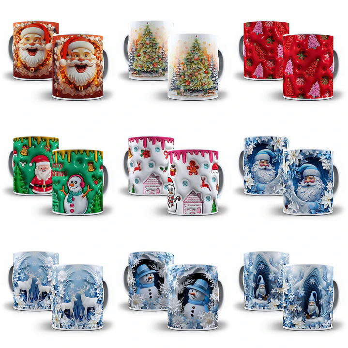 24 Artes para Caneca Natalina 3d Arquivo em Jpg   1