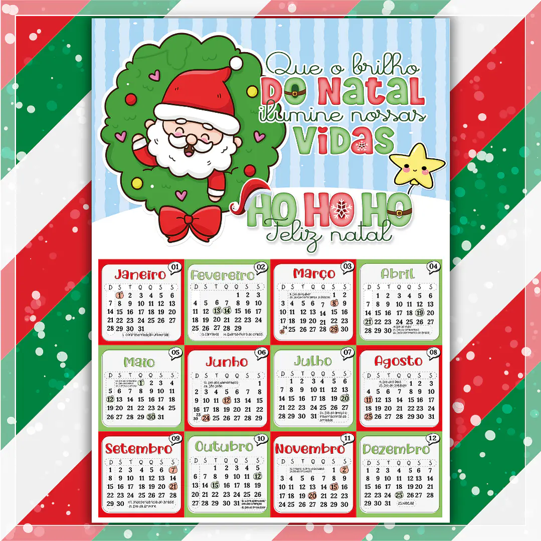 Arquivo Calendário Natal 2024 em Png 4