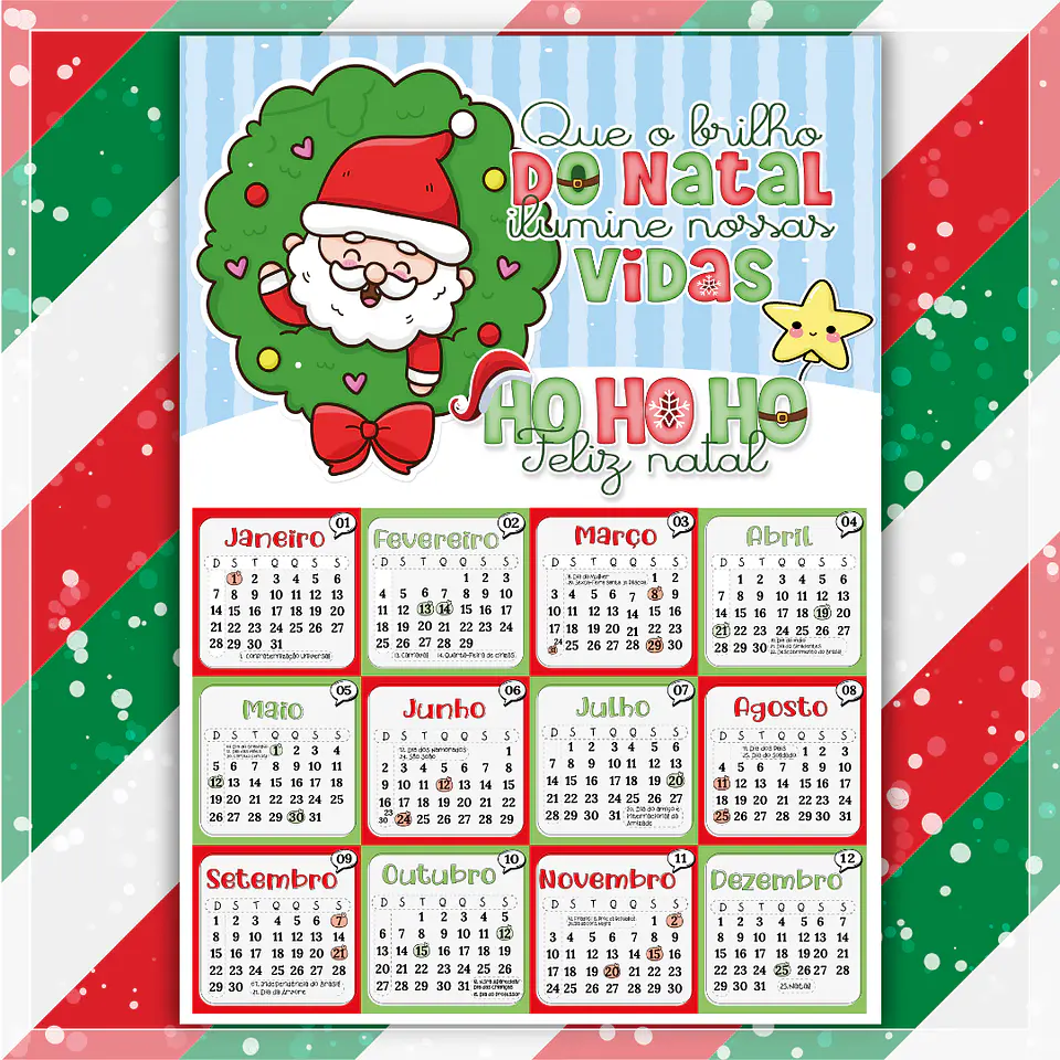 Arquivo Calendário Natal 2024 em Png 4