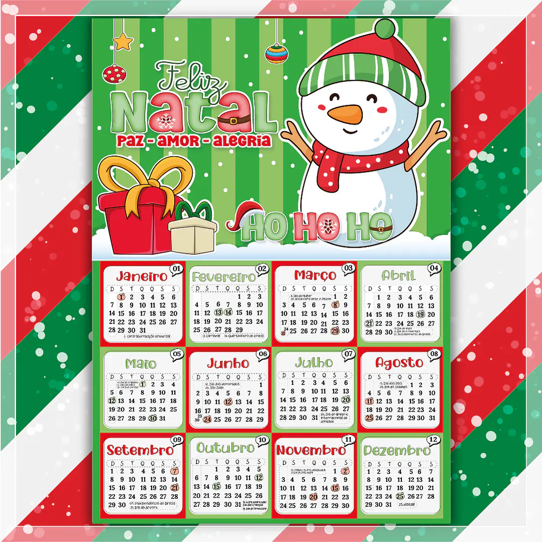 Arquivo Calendário Natal 2024 em Png 6