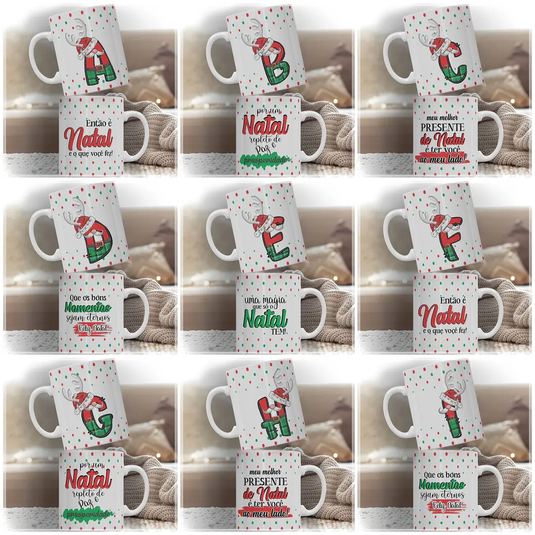 Artes para Caneca Alfabeto Natalino em Corel Draw 1