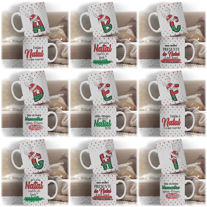 Artes para Caneca Alfabeto Natalino em Corel Draw 1