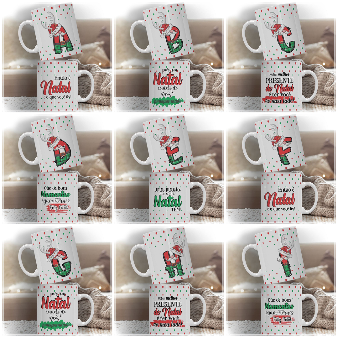 Artes para Caneca Alfabeto Natalino em Corel Draw 1