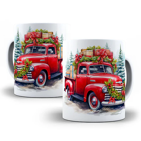 10 Artes para Caneca Carro Natalino 3d Arquivo em Jpg