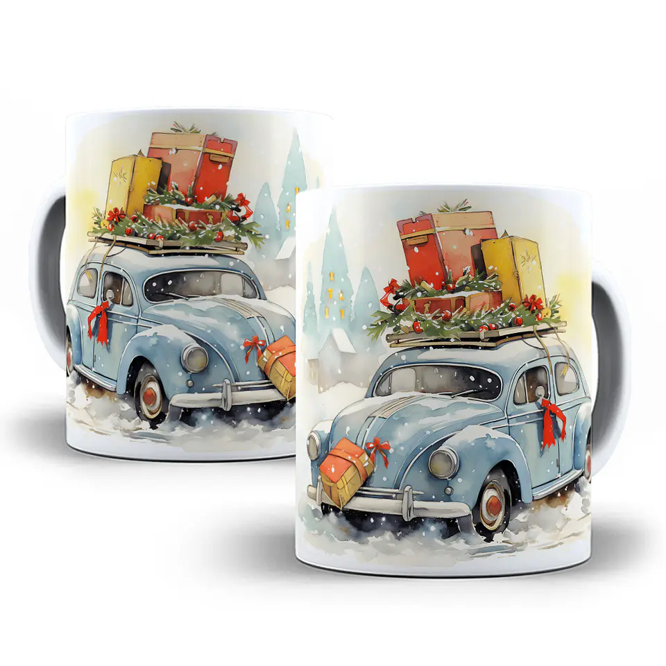 10 Artes para Caneca Carro Natalino 3d Arquivo em Jpg 2