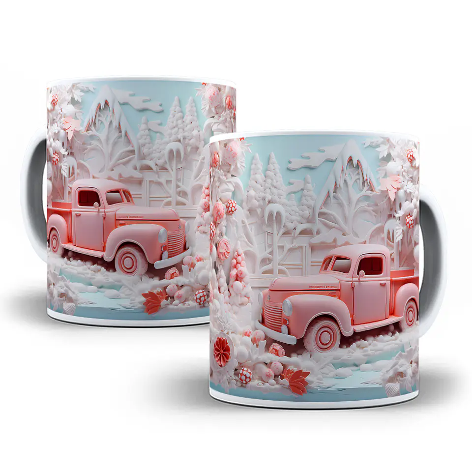 10 Artes para Caneca Carro Natalino 3d Arquivo em Jpg 6