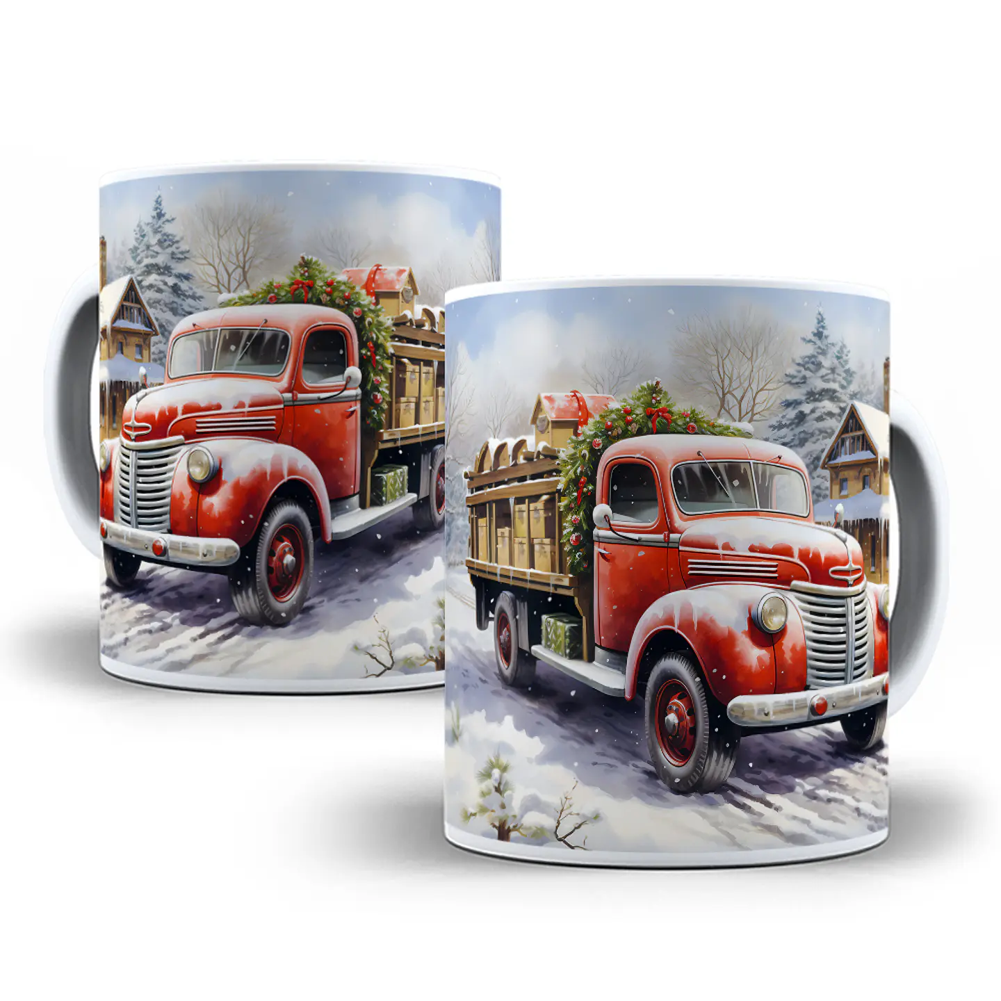 10 Artes para Caneca Carro Natalino 3d Arquivo em Jpg 7